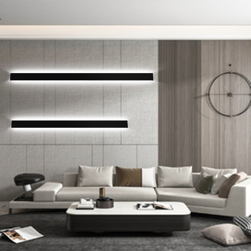 Linear Shape Metal Wall Lighting Modern 1 Light Wall Mounted Light Fixture in Black