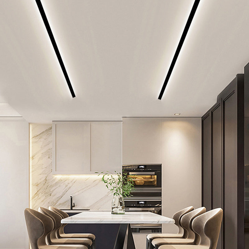 Linear Shape Metal Wall Lighting Modern 1 Light Wall Mounted Light Fixture in Black