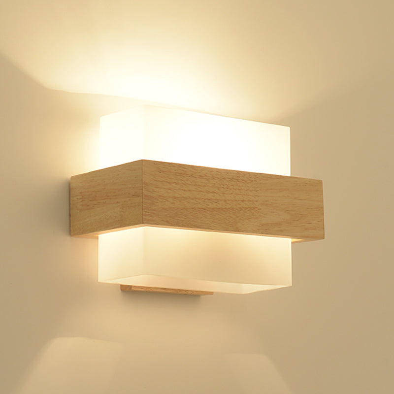 1-Light Wall Mount Light Modern Wooden Wall Sconce Lamp for Living Room(Plant not include)