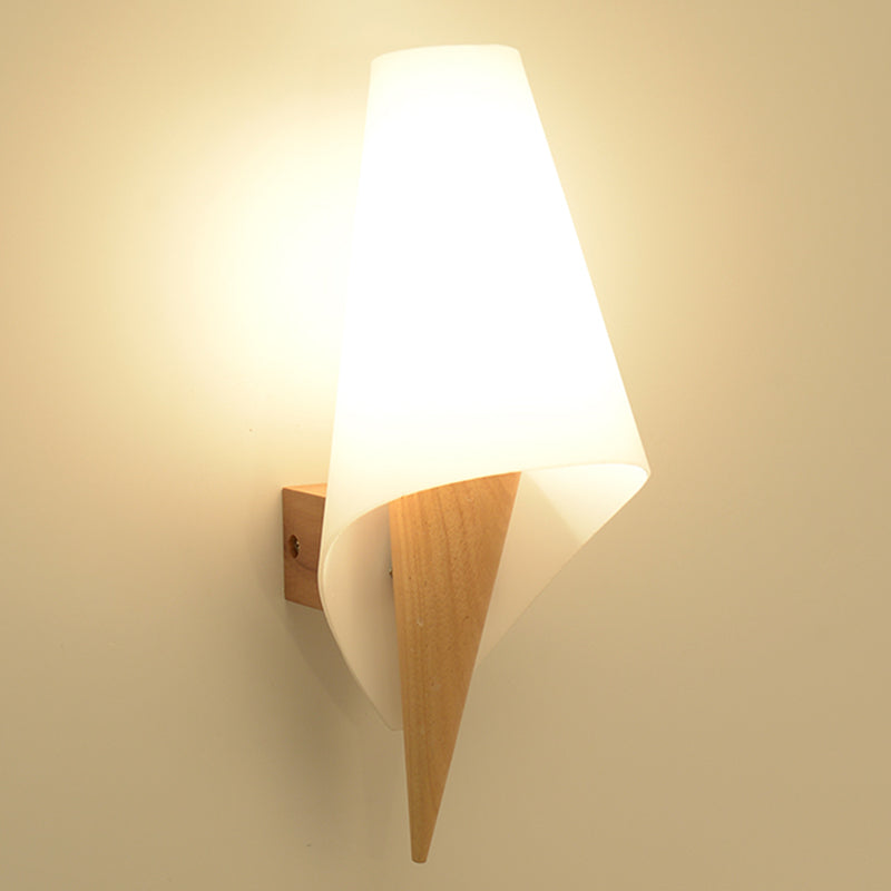 1-Light Wall Mount Light Modern Wooden Wall Sconce Lamp for Living Room(Plant not include)