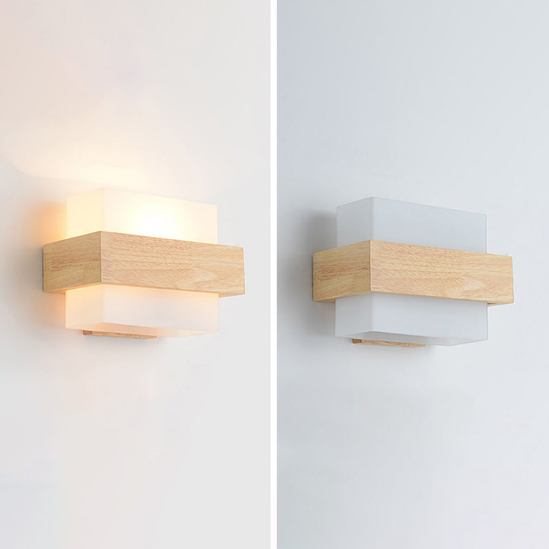 1-Light Wall Mount Light Modern Wooden Wall Sconce Lamp for Living Room(Plant not include)