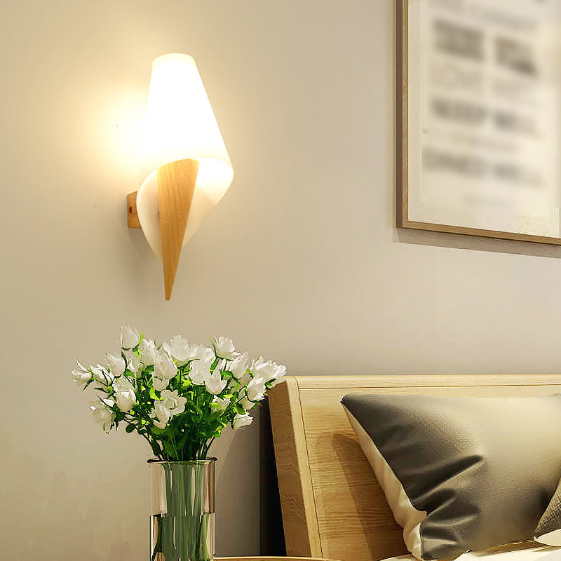 1-Light Wall Mount Light Modern Wooden Wall Sconce Lamp for Living Room(Plant not include)