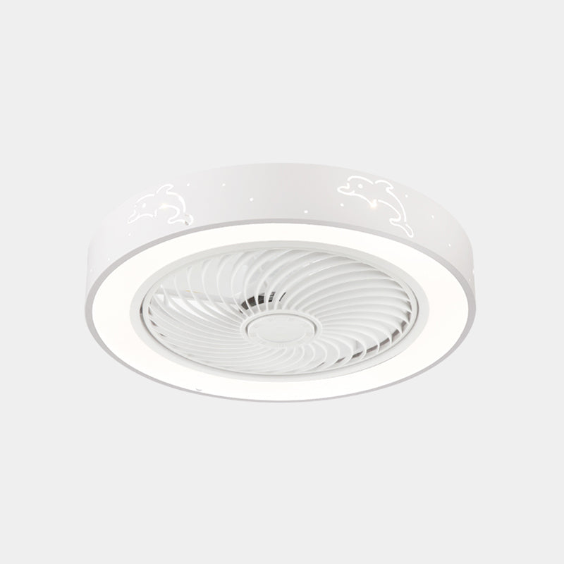Round Metal Ceiling Fan Lamp Modern Style LED Ceiling Flush Mount