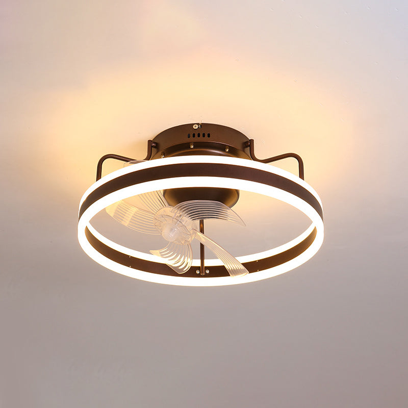 Metal Ceiling Fan Lamp Simple LED Close to Ceiling Light for Bedroom