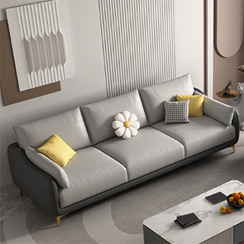 Contemporary Sloped Arm Faux Leather Stain Resistant Sofa Couch
