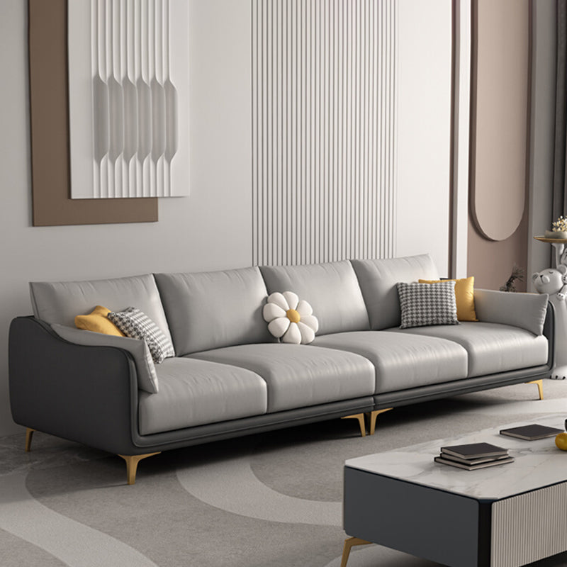 Contemporary Sloped Arm Faux Leather Stain Resistant Sofa Couch