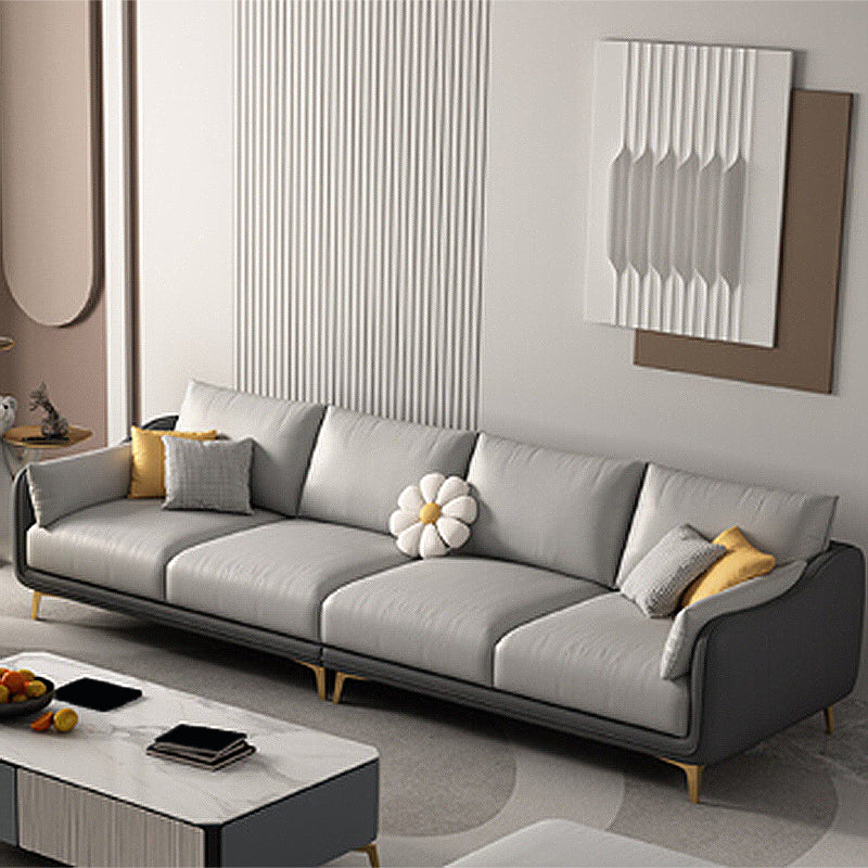 Contemporary Sloped Arm Faux Leather Stain Resistant Sofa Couch