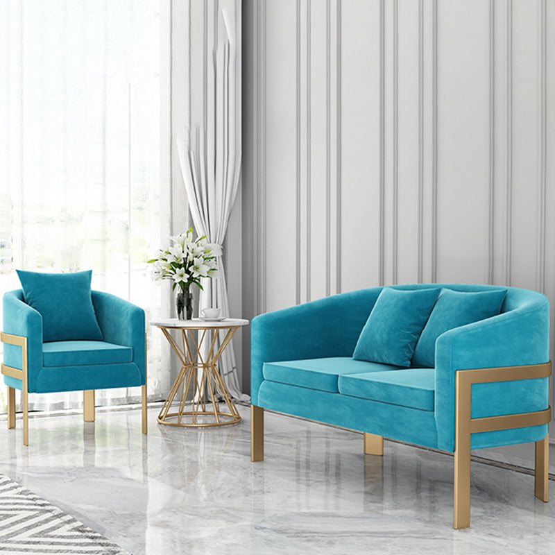 Velvet Sloped Arms Sofa with Tight Back for Living Room 28.35" High