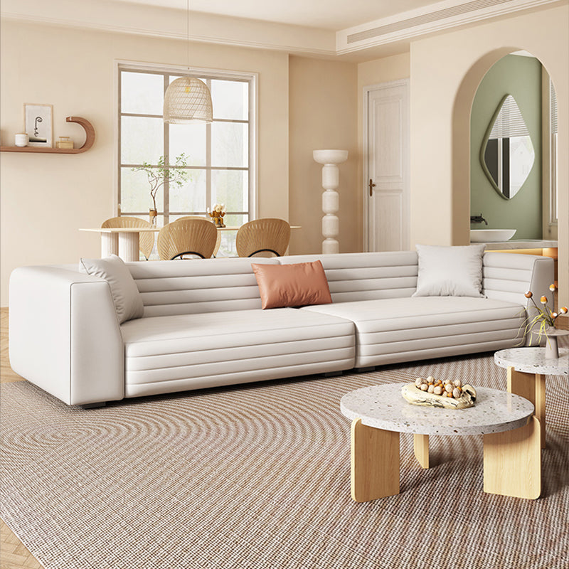 Contemporary Standard Tight Back Square Arm Sofa Couch in White