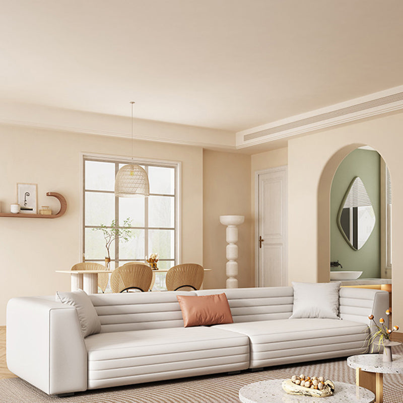 Contemporary Standard Tight Back Square Arm Sofa Couch in White