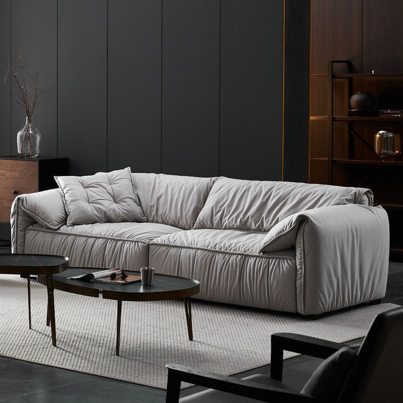 Contemporary Standard Pillow Top Arm Sofa Couch with Pillows in Grey