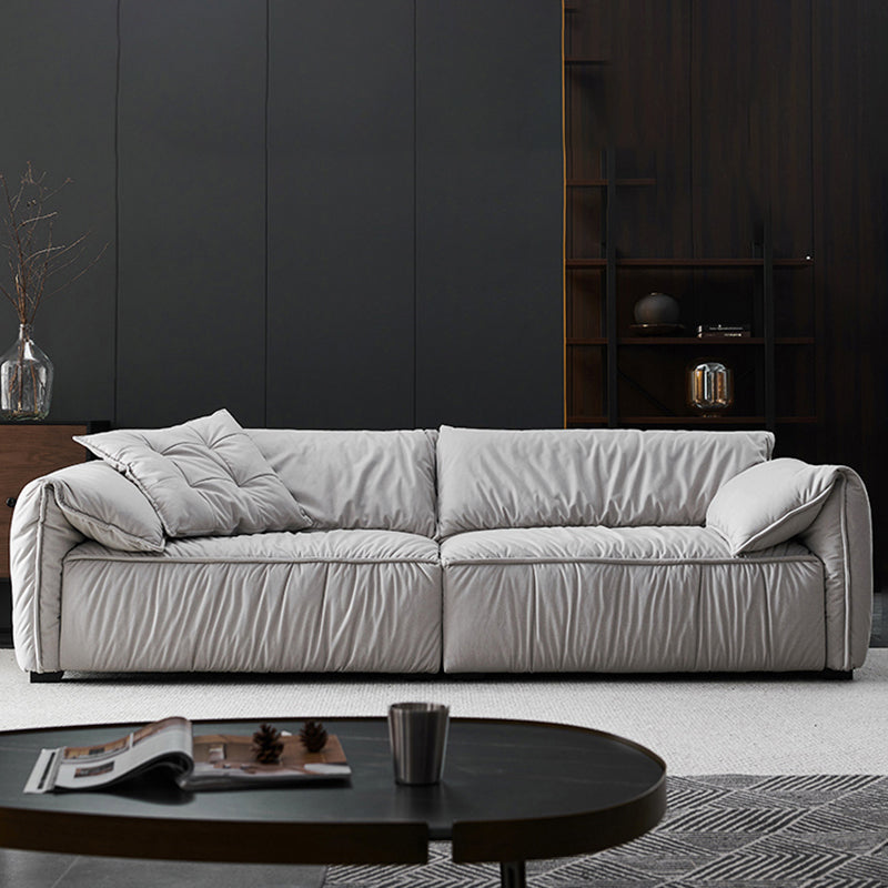 Contemporary Standard Pillow Top Arm Sofa Couch with Pillows in Grey