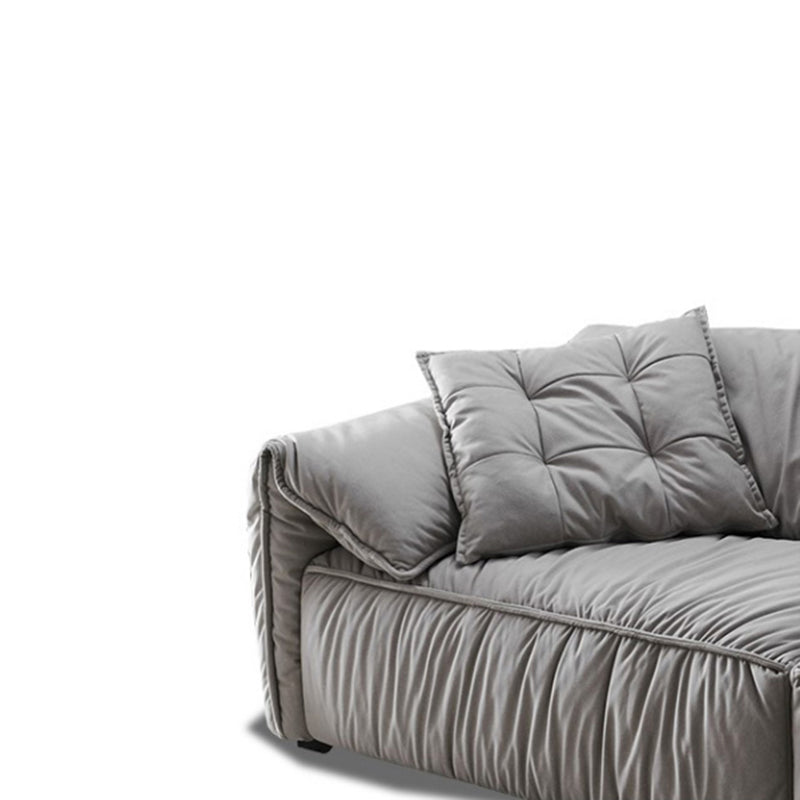 Contemporary Standard Pillow Top Arm Sofa Couch with Pillows in Grey
