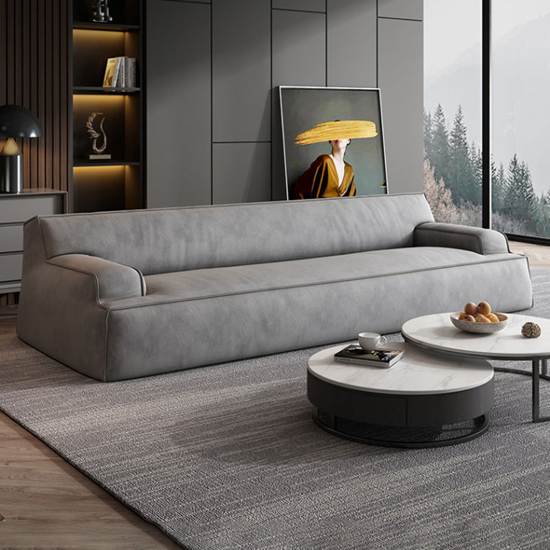 Standard Contemporary Tight Back Recessed Arm Sofa Couch in Grey
