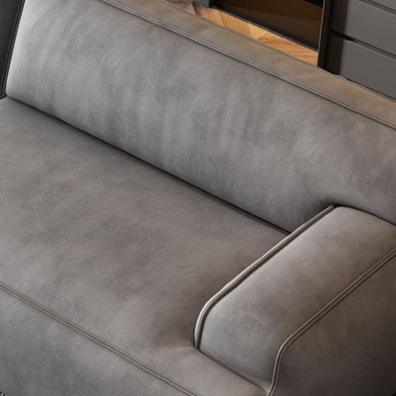 Standard Contemporary Tight Back Recessed Arm Sofa Couch in Grey