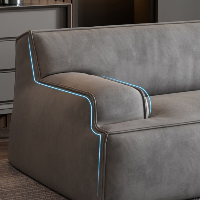 Standard Contemporary Tight Back Recessed Arm Sofa Couch in Grey