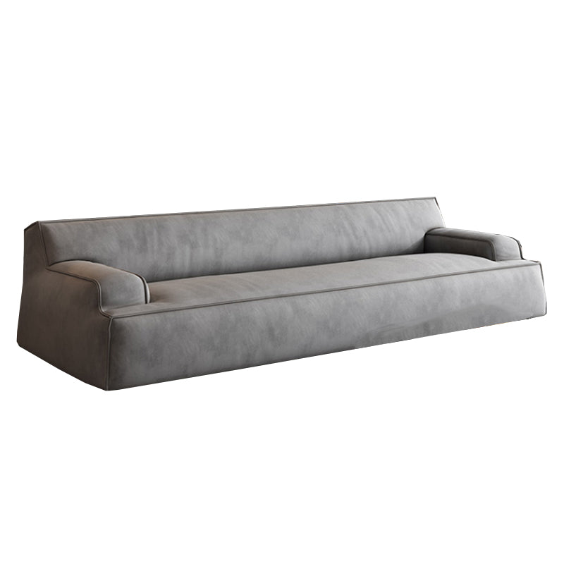 Standard Contemporary Tight Back Recessed Arm Sofa Couch in Grey