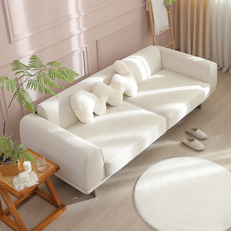 Square Arm Velvet Sofa with Tight Back for Living Room 26.77" High