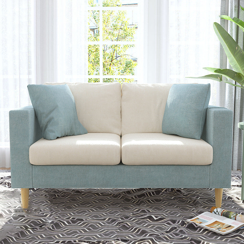 Contemporary White Cushions Standard Square Arm Stationary Sofa