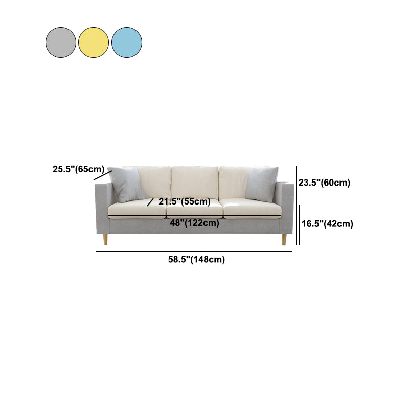 Contemporary White Cushions Standard Square Arm Stationary Sofa