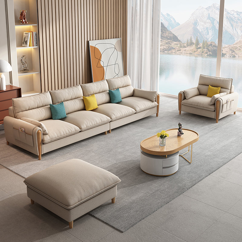 Modern Sewn Pillow Back Standard Pillow Top Arm with Storage Sofa