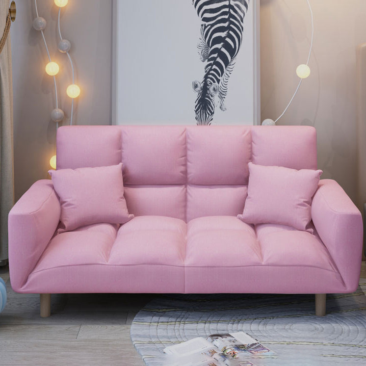 Linen Contemporary Square Arm Adjustable Sofa Convertible Sofa for Living Room