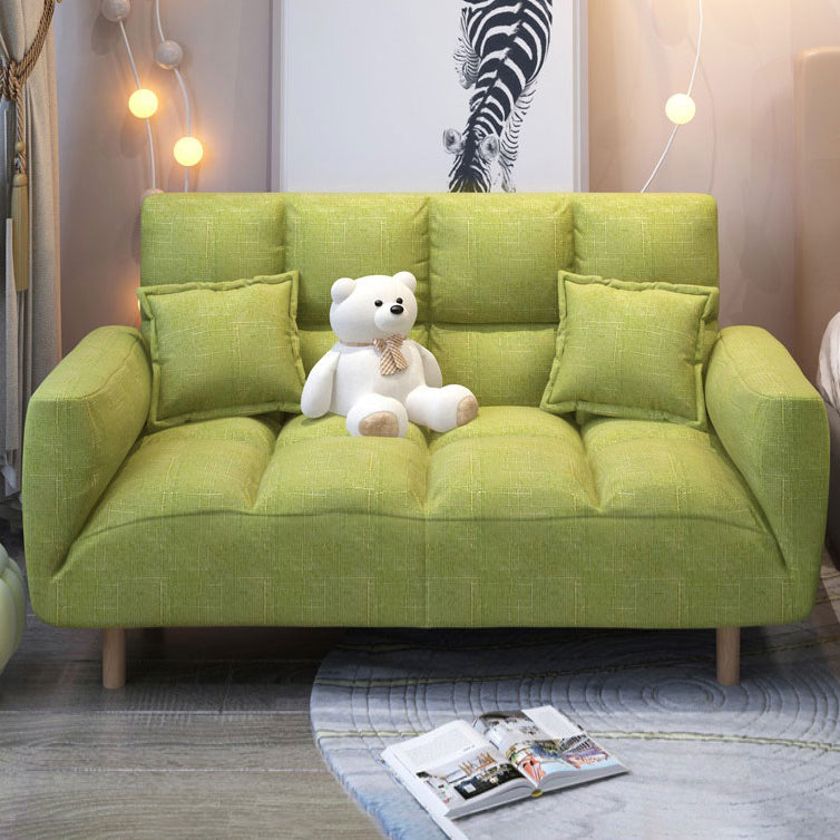 Linen Contemporary Square Arm Adjustable Sofa Convertible Sofa for Living Room