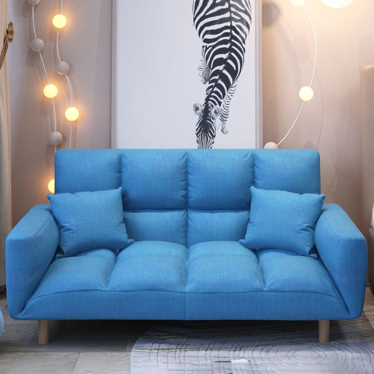 Linen Contemporary Square Arm Adjustable Sofa Convertible Sofa for Living Room