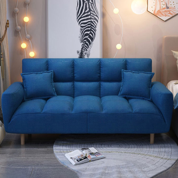 Linen Contemporary Square Arm Adjustable Sofa Convertible Sofa for Living Room