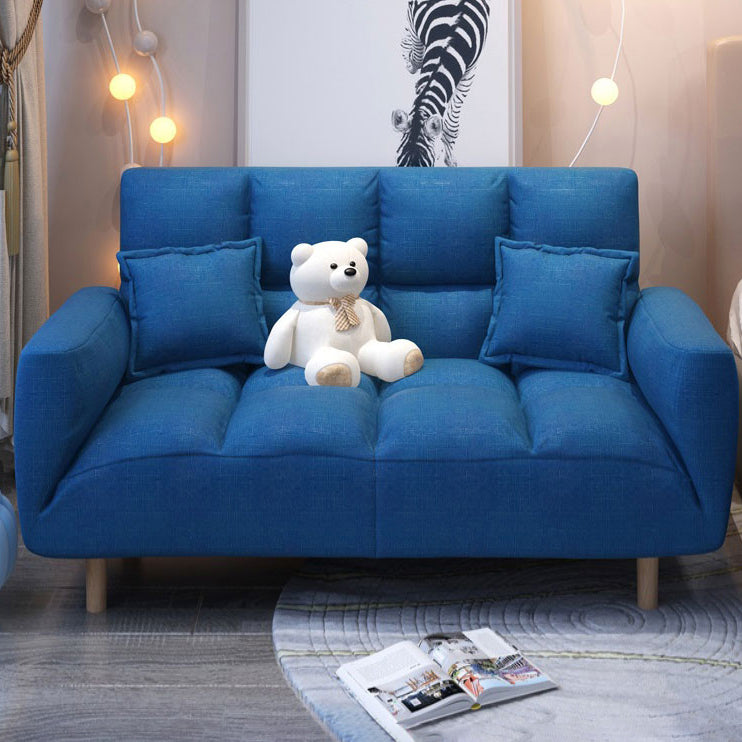 Linen Contemporary Square Arm Adjustable Sofa Convertible Sofa for Living Room