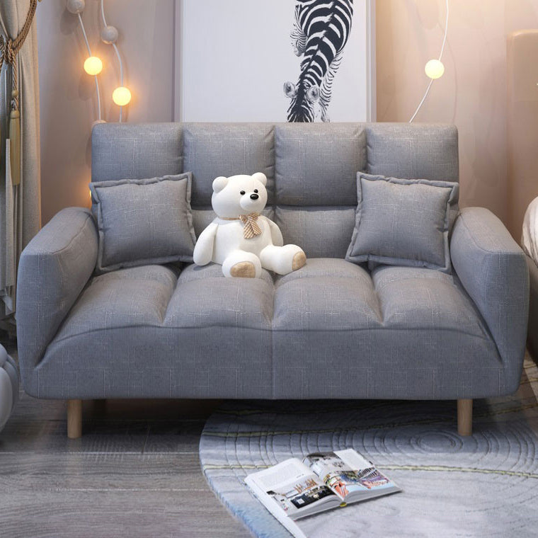 Linen Contemporary Square Arm Adjustable Sofa Convertible Sofa for Living Room