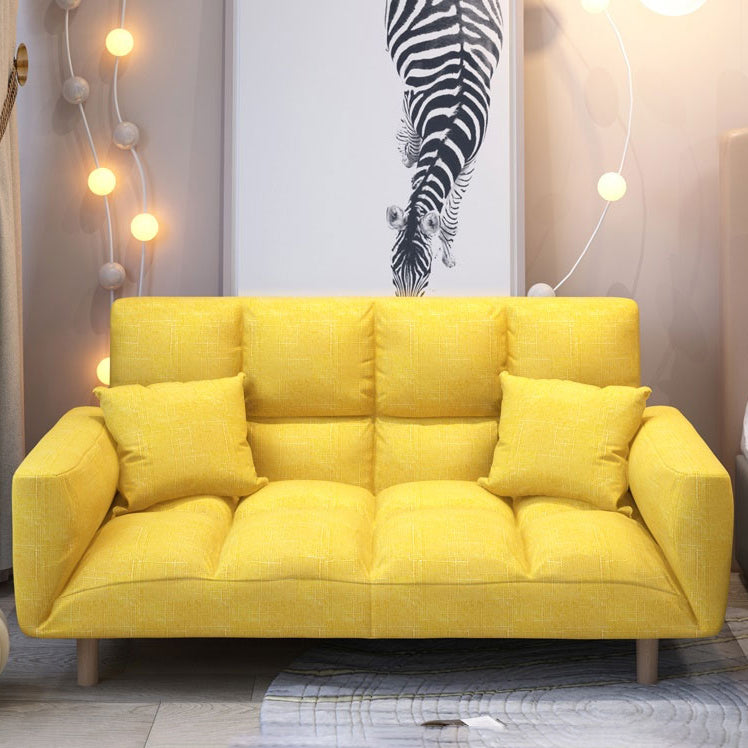Linen Contemporary Square Arm Adjustable Sofa Convertible Sofa for Living Room