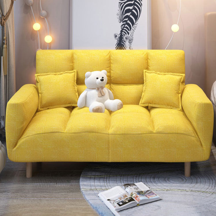 Linen Contemporary Square Arm Adjustable Sofa Convertible Sofa for Living Room