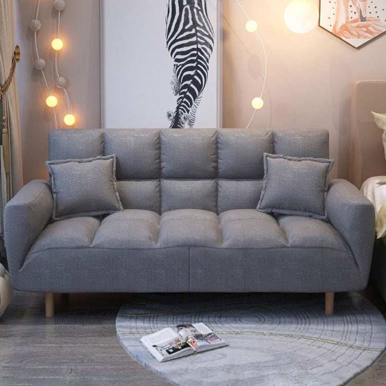 Linen Contemporary Square Arm Adjustable Sofa Convertible Sofa for Living Room