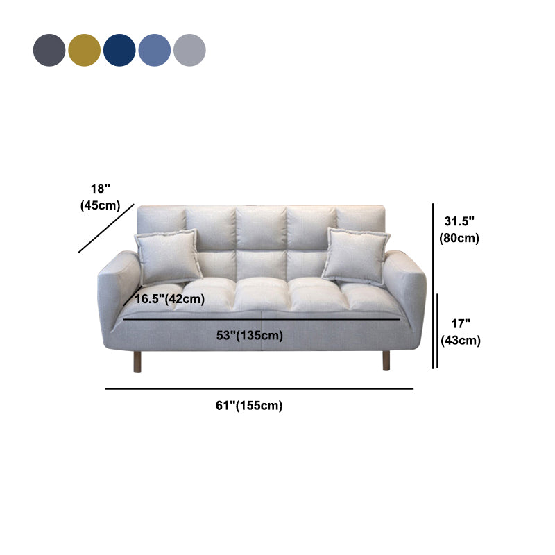 Linen Contemporary Square Arm Adjustable Sofa Convertible Sofa for Living Room