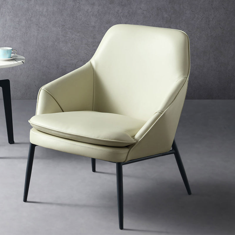 Solid Color Armchair Tight Back Leather Accent Chair with Four Legs