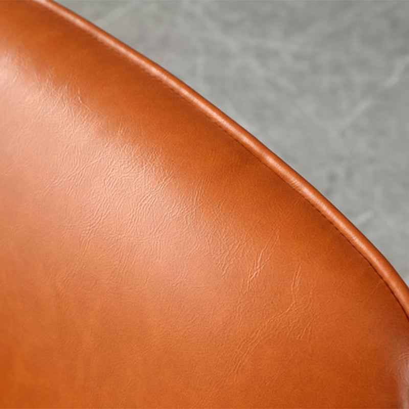 Solid Color Armchair Tight Back Leather Accent Chair with Four Legs