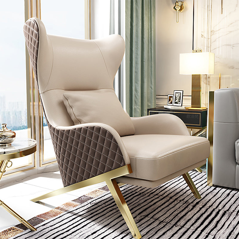 Scandinavian Leather Accent Chair for Living Room,  High/ Low Back Chair