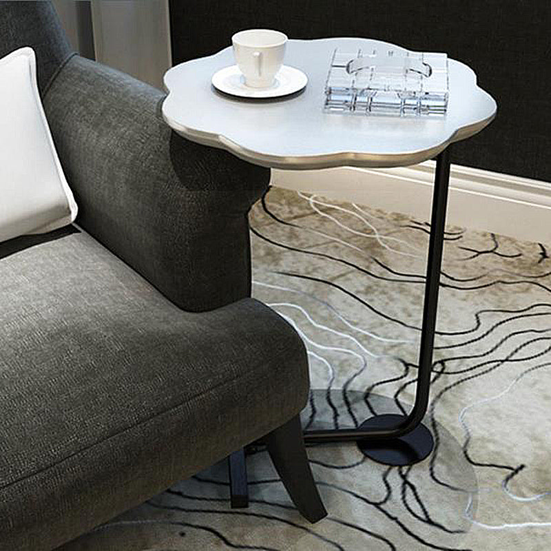 24.4"Tall Mental Pedestal Side Table Black/white/grey Naturally Shaped Top End Table