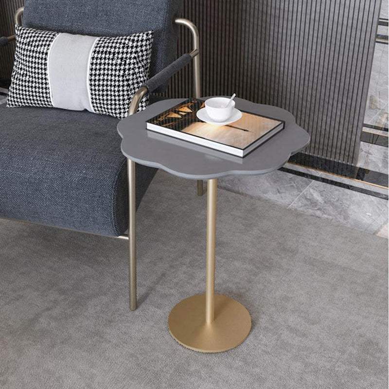 24.4"Tall Mental Pedestal Side Table Black/white/grey Naturally Shaped Top End Table