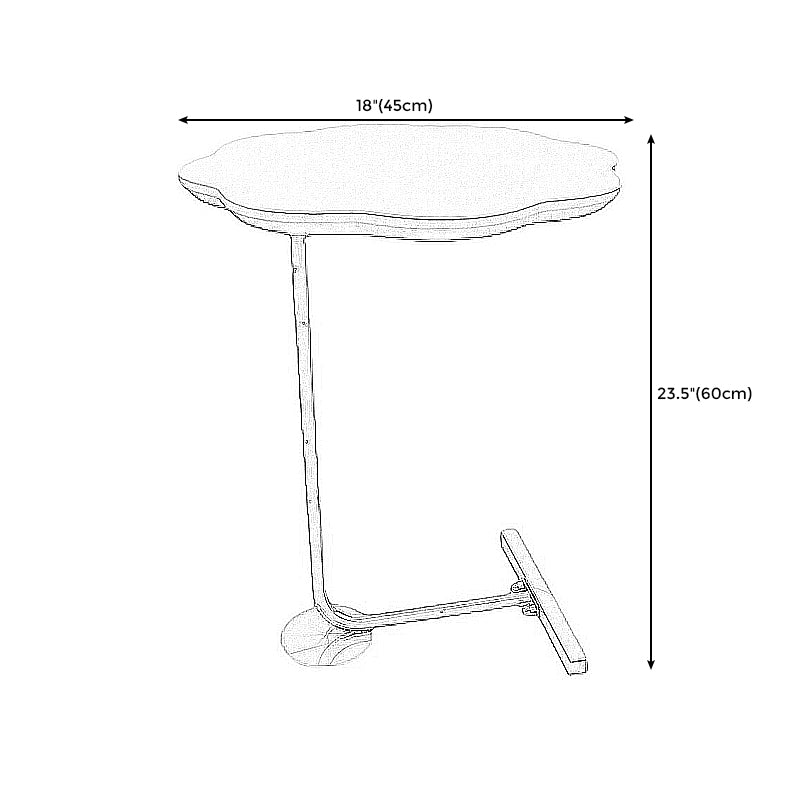 24.4"Tall Mental Pedestal Side Table Black/white/grey Naturally Shaped Top End Table