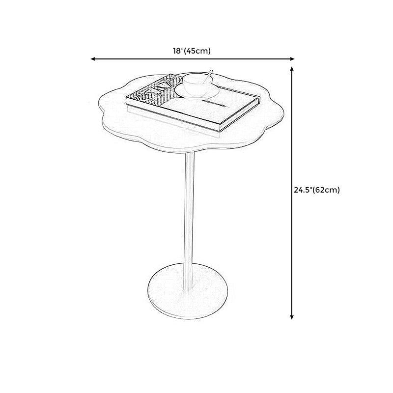 24.4"Tall Mental Pedestal Side Table Black/white/grey Naturally Shaped Top End Table