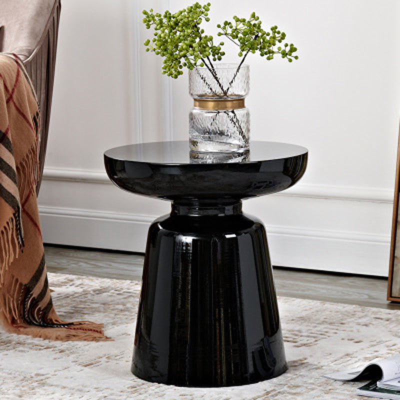 16.9" Tall Modern Mental Pedestal Side Table Solid Color Round Top End Table