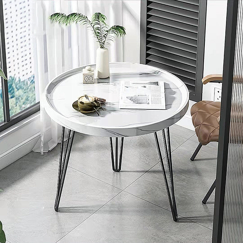 Modern 3 Legs Metal Base Grey/white/brown Round Wood Top End Table