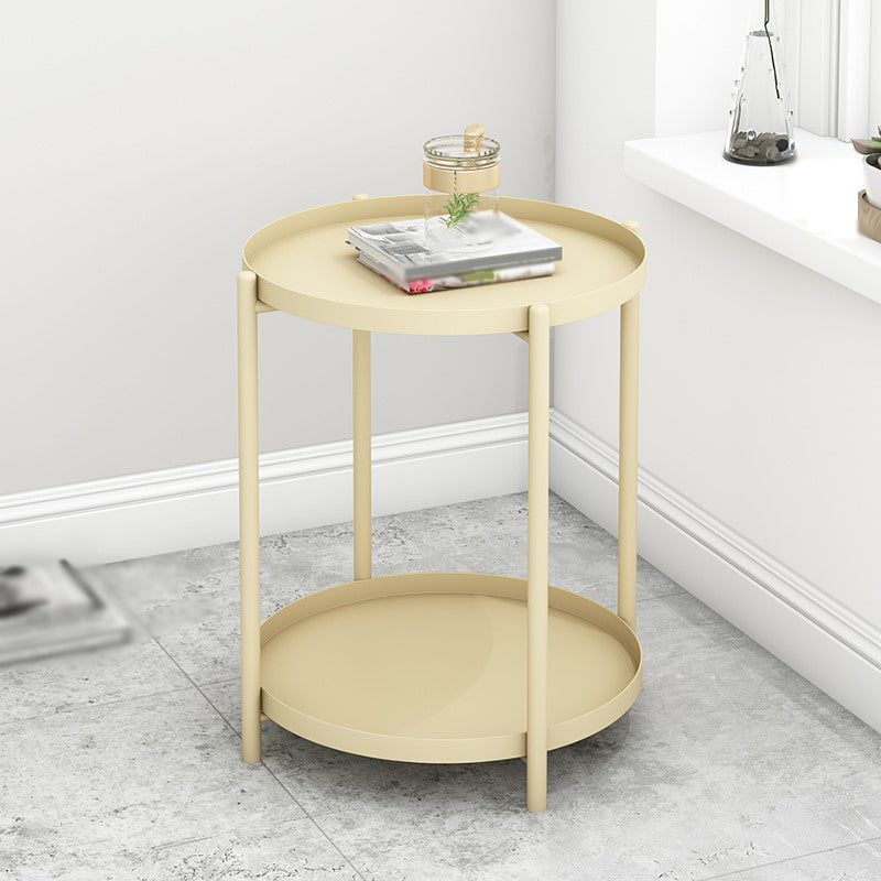 20.4"H Modern Metal Frame Base Solid Color Round Coffee Table End Table