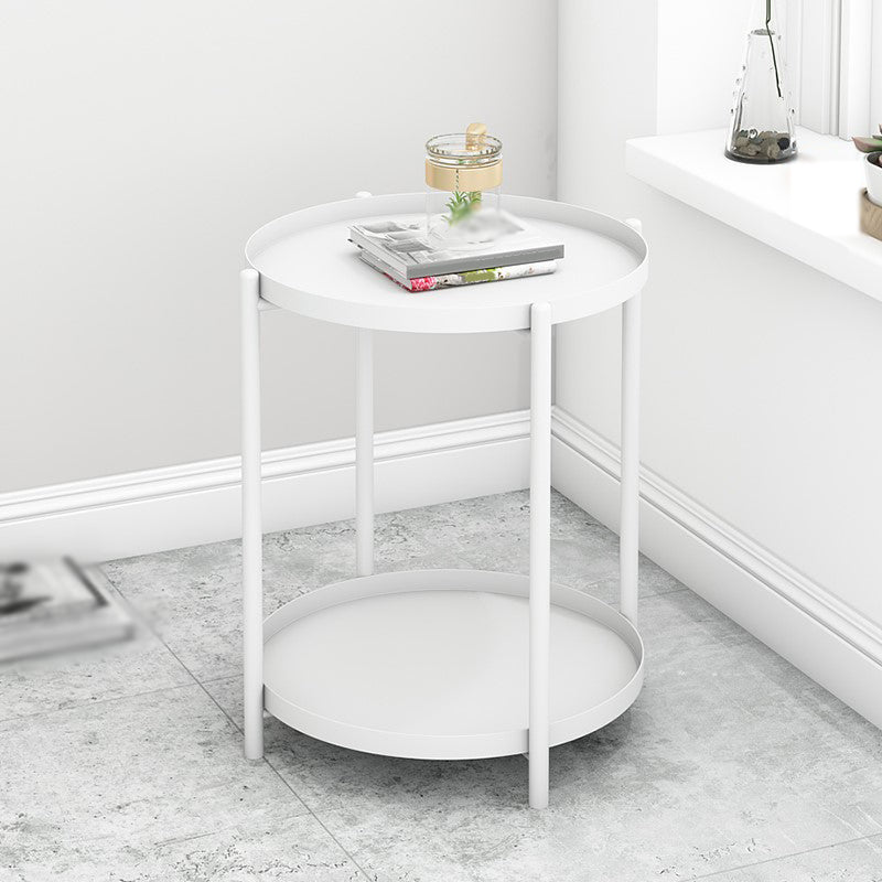 20.4"H Modern Metal Frame Base Solid Color Round Coffee Table End Table