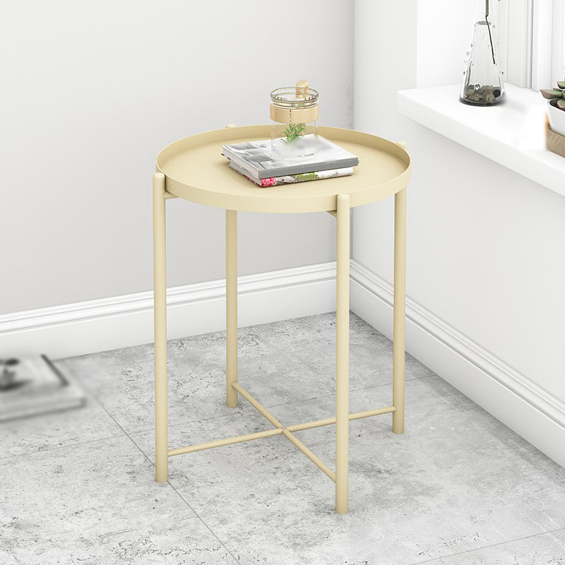 20.4"H Modern Metal Frame Base Solid Color Round Coffee Table End Table