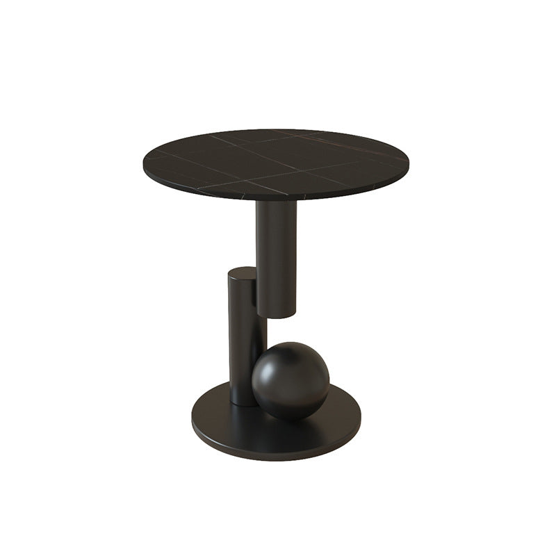 21.6"H Modern Single Pedestal Base Solid Color Metal Round End Table