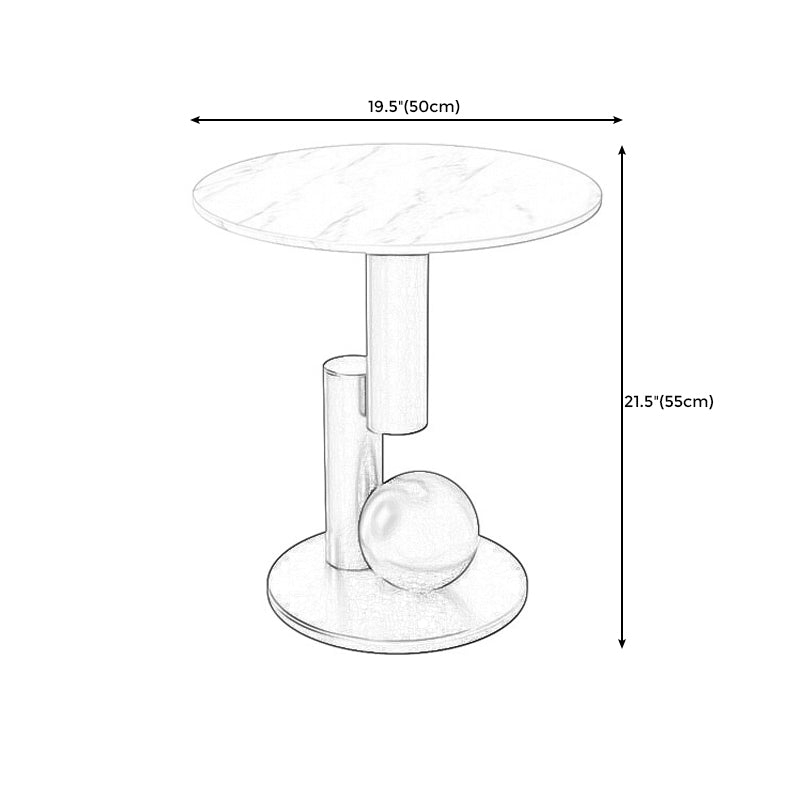 21.6"H Modern Single Pedestal Base Solid Color Metal Round End Table