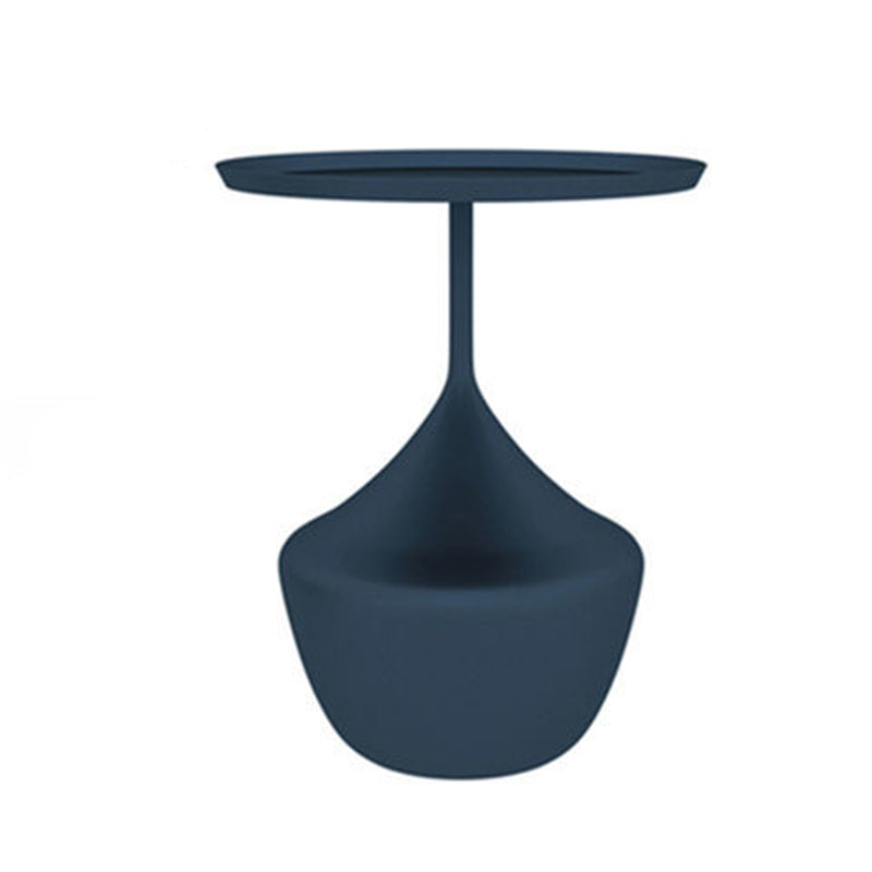 Modern Single Pedestal Base Solid Color Metal Round End Table